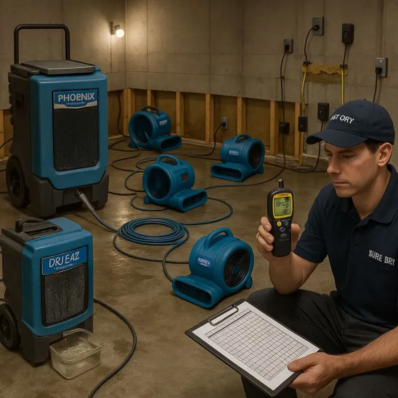 Structural Drying and Dehumidification process in East Bronson, FL